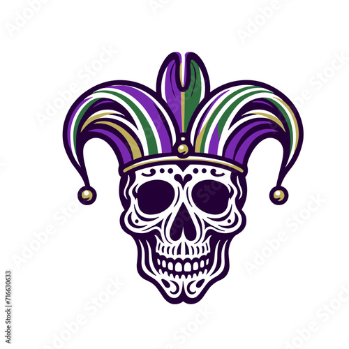 skull in mardi gras style