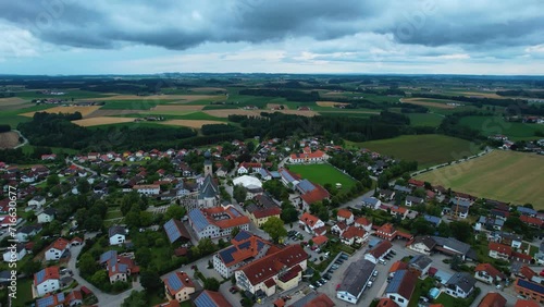 Aerial view around the village engelsberg in Germany on a cloudy day in summer photo