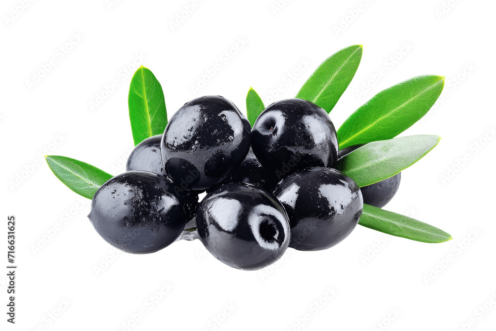 black olives with leaves isolate transparent background black olives with leaves isolate transparent background
