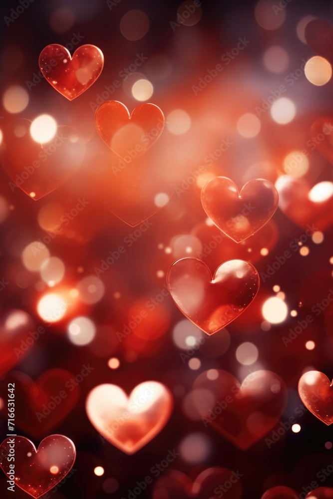 Dreamy Heart Bokeh Effect: Soft Red Shades Creating a Romantic Backdrop - Valentine's Day Concept