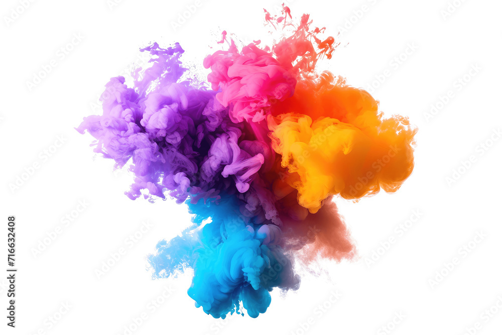 Obraz premium Colorful smoke explosion isolated on transparent background