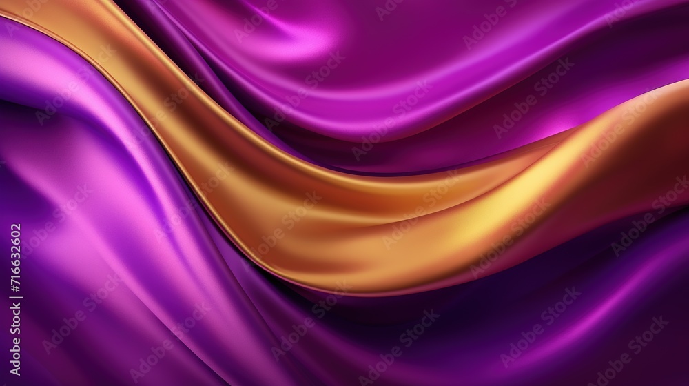 Abstract Background with 3D Wave Bright Silk Fabric. Gradient Combination Purple and Gold Colors
Abstract Background with 3D Wave Bright Silk Fabric. Gradient Combination Purple and Gold Colors