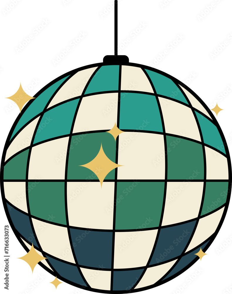 Retro Funky Disco Ball Illustration Retro Funky Disco Ball Illustration