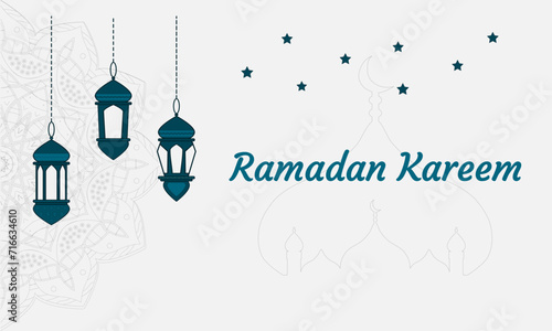 Ramadan Kareem background concept with lantern lamp. Vector illustration.