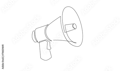Continuous single one line art drawing of megaphone speaker for news and promotion vector illustration