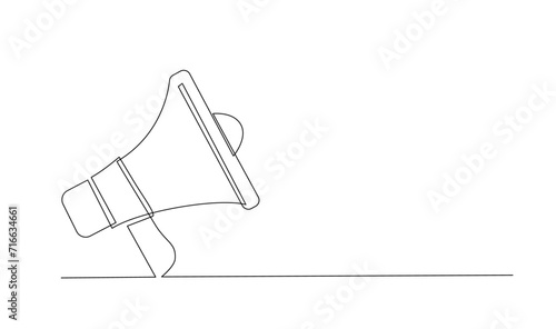 Continuous single one line art drawing of megaphone speaker for news and promotion vector illustration
