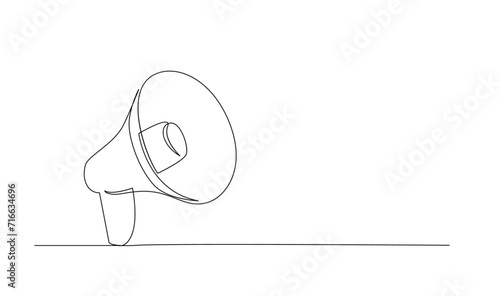 Continuous single one line art drawing of megaphone speaker for news and promotion vector illustration