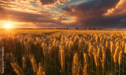 wheat field with rays of sunlight 