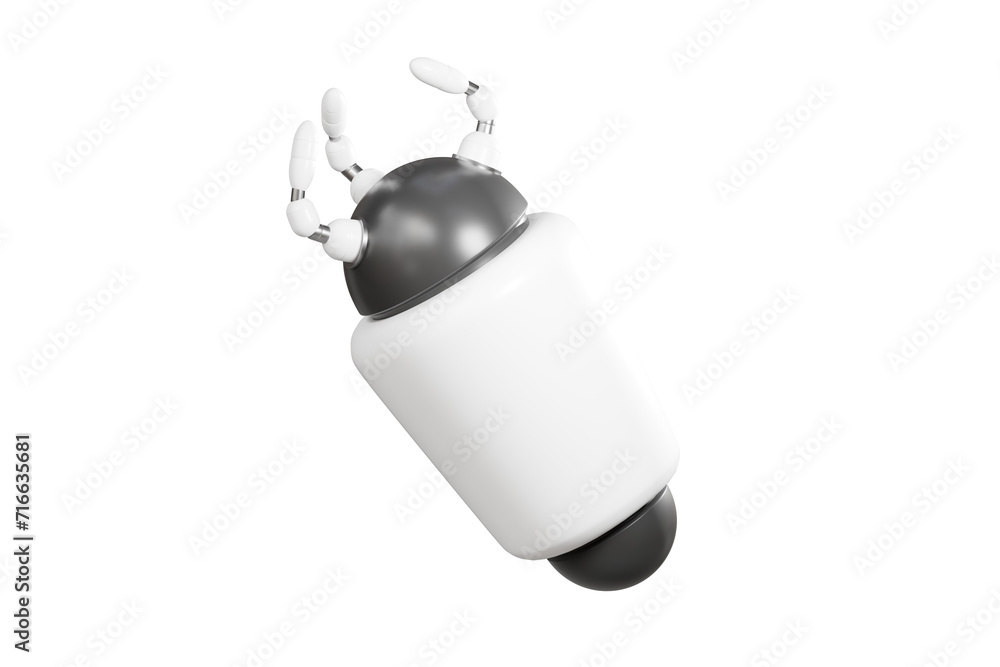 Obraz premium 3D AI Robotic Hand holding icon. Generative AI concept, Technology and engineering, neural network concept, Artificial Intelligence concept. Minimal Cartoon isolated background. 3D Rendering