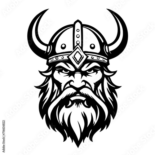 angry berserk viking warrior head vector logo emblem svg icon black isolated on white