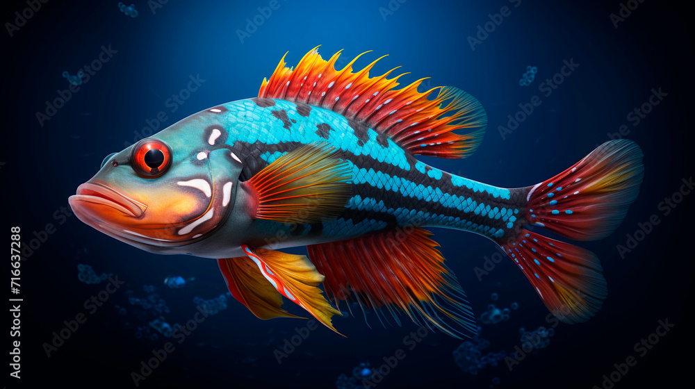 Tropical fish on a dark blue background