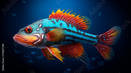 Tropical fish on a dark blue background