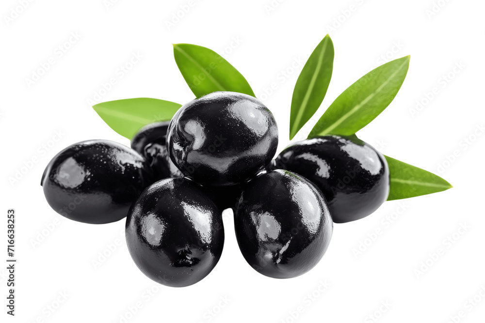 black olives with leaves isolate transparent background black olives with leaves isolate transparent background