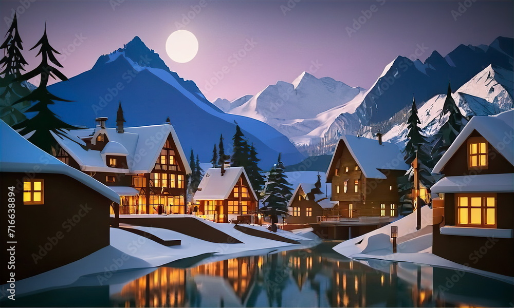 Fototapeta premium Village in the Alps