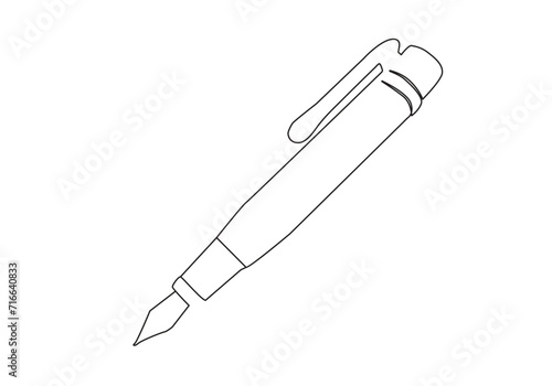 pen writing in continuous line drawing . Pencil symbol of study and education concept in simple linear style. Contour icon. Doodle vector illustration
