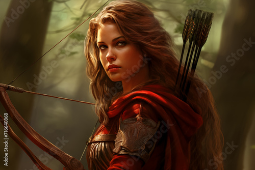 Female archer illustration in a competitive setting