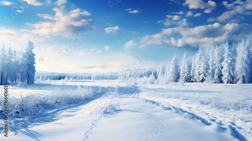 Snowy winter landscape panorama