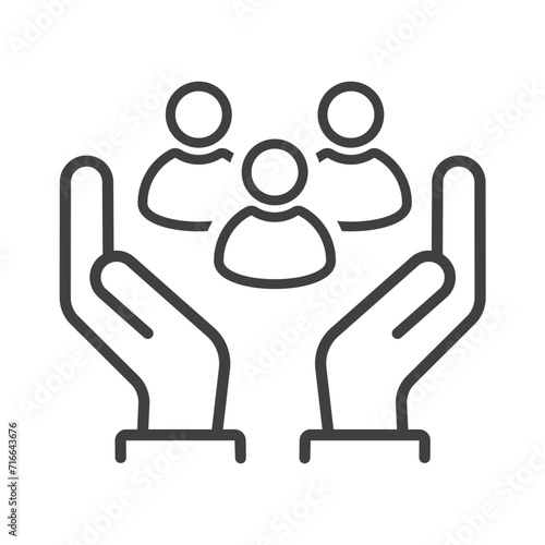 Social equity icon, help or support employee, family - icon, vector.