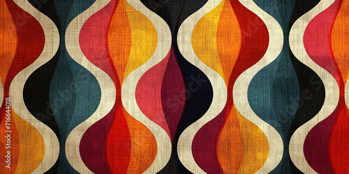 vintage retro color pattern, textile decoration of the 1960s