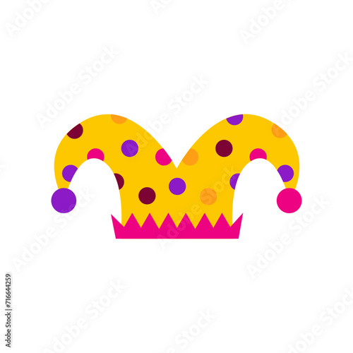 Jester fools hat, clown hat. carnival and Purim celebration. SVG icon