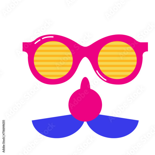 Quirky, funny and Groucho nose glasses. Carnival, Purim, festival glasses and nose with mustache. SVG icon photo