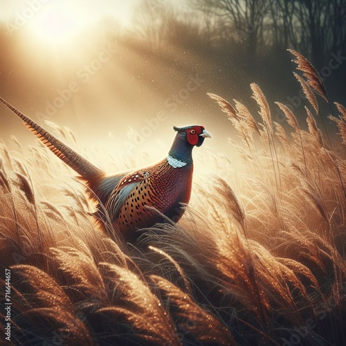 waking up a pheasant on a cold morning photo