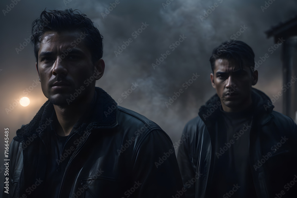 Two Men Standing Together in a Casual Pose. Generative AI. Two Men Standing Together in a Casual Pose. Generative AI.