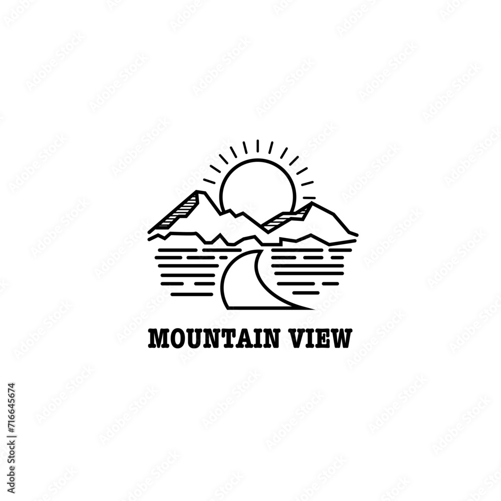 mountain view monoline logo for logo, template, design, icon, etc mountain view monoline logo for logo, template, design, icon, etc