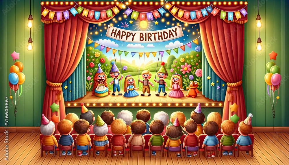 Festive Puppet Show Celebrating a Joyous Birthday Bash