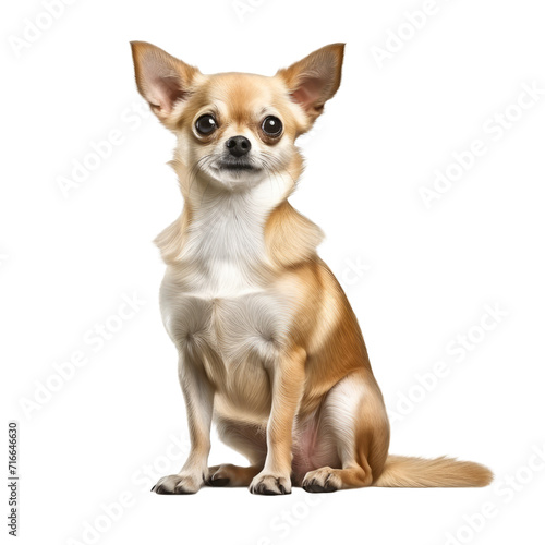 Chihuahua dog sitting isolated on a cutout PNG transparent background