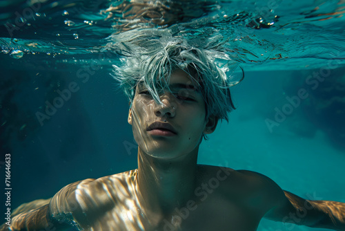 Aquatic Elegance: Thai Model in Serene Underwater Pose © Andrii 