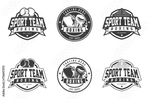 Boxing club logos labels emblems badges set, Boxing logo, emblem set collection, design template