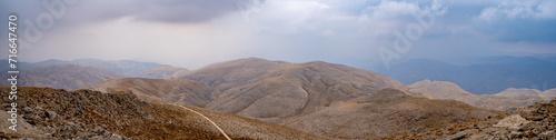 Panoramic mountain landscape view from Mount Nemrut.