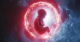 Foetus inside a glowing womb - AI Generated Digital Art