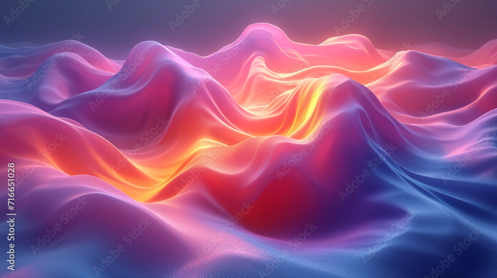 Fototapeta premium abstract colorful glowing wavy perspective with fractals and curves background 16:9 widescreen wallpapers