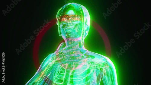 Abstract animation of a woman and a sore throat photo