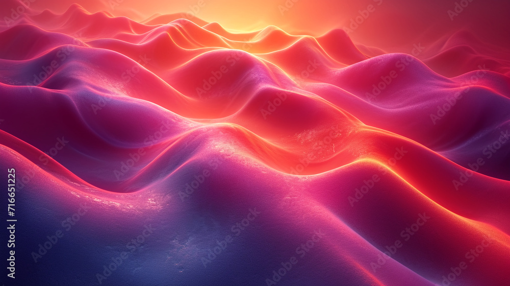 Obraz premium abstract colorful glowing wavy perspective with fractals and curves background 16:9 widescreen wallpapers
