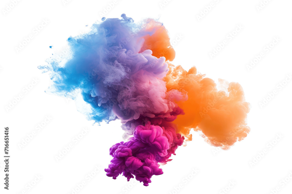 Colorful smoke explosion isolated on transparent background