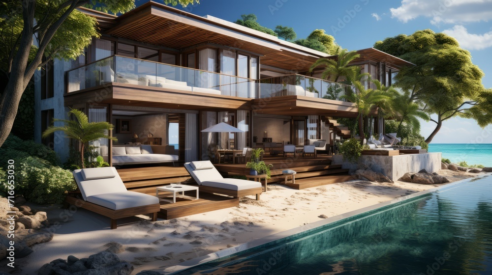 Contemporary Beachfront Villa with Infinity Pool