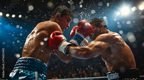 A heart-pounding boxing match in a crowded arena.