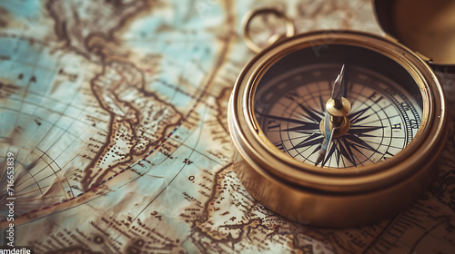 A vintage-style compass surrounded by soft, faded maps, symbolizing the journey of love through time and distance.