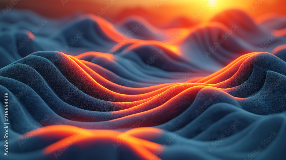 Obraz premium abstract colorful glowing wavy perspective with fractals and curves background 16:9 widescreen wallpapers