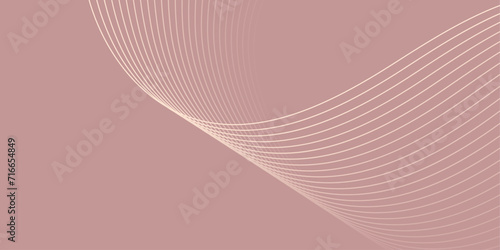 Abstract background with waves for banner. Medium banner size. Vector background with lines. Rosy brown color. Interior. Brochure, booklet 