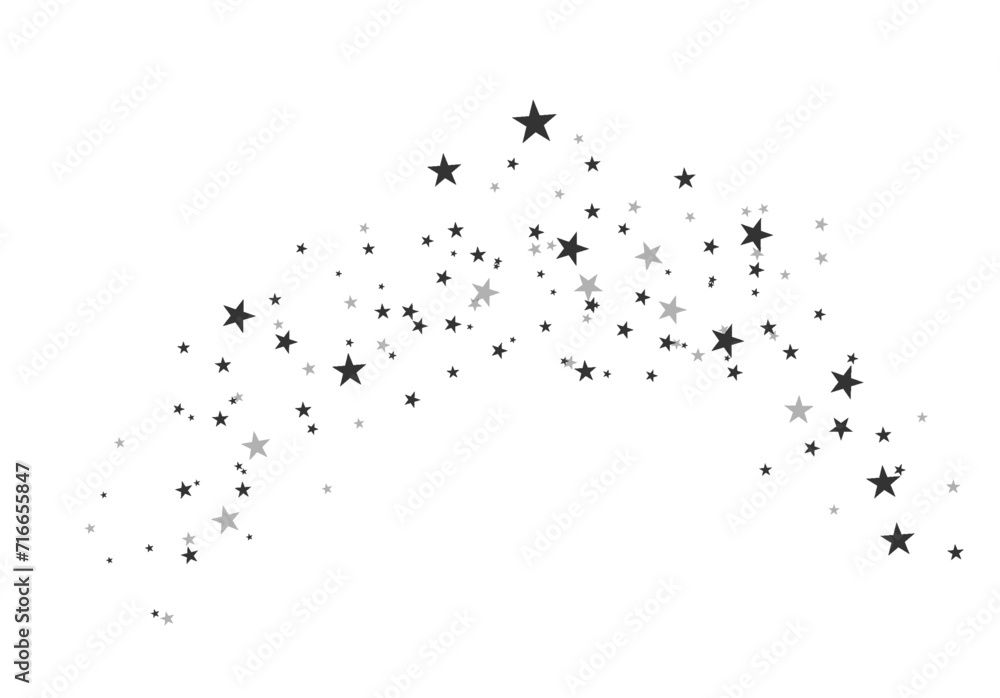 Confetti with stars. Chaotic elements. Star trail, meteoroid, comet, asteroid on a white background. White and black retro background. Vector illustration Confetti with stars. Chaotic elements. Star trail, meteoroid, comet, asteroid on a white background. White and black retro background. Vector illustration