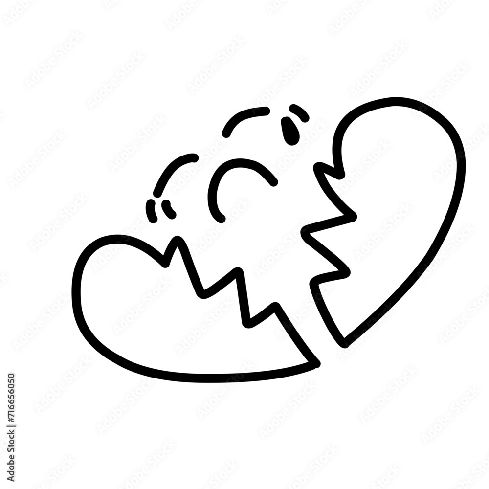 Illustration of a sketch of a heart with a broken heart Illustration of a sketch of a heart with a broken heart
