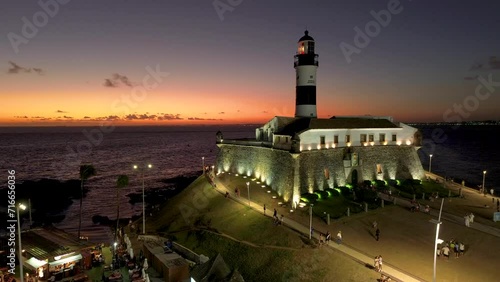 Cidade de Salvador a Noite. Farol da Barra