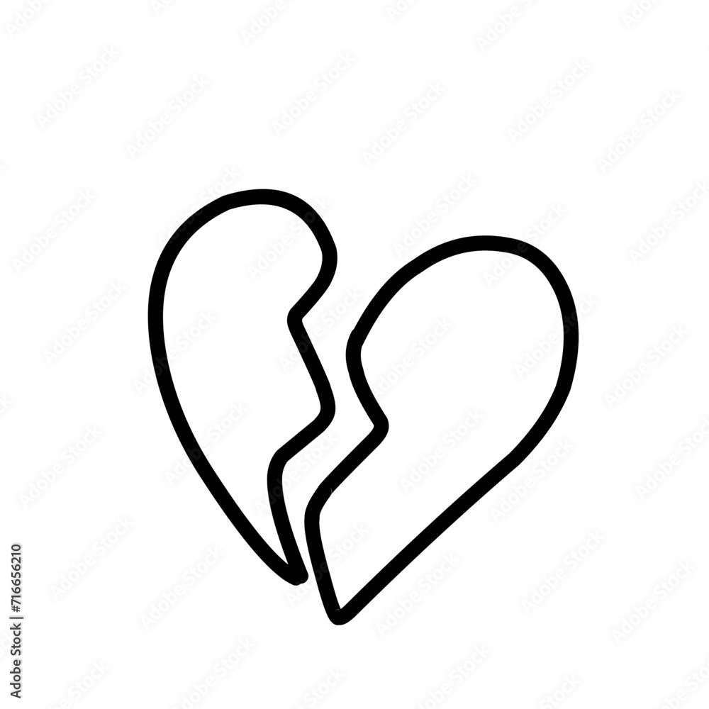 Illustration of a sketch of a heart with a broken heart Illustration of a sketch of a heart with a broken heart