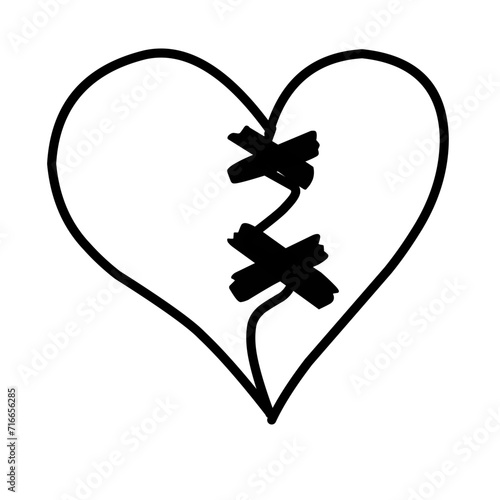 Illustration of a sketch of a heart with a broken heart