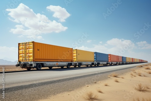 Colorful Cargo Train in the Desert