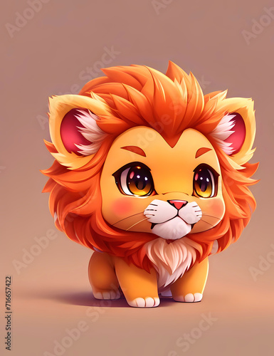 Adorable illustrated lion cub with large eyes